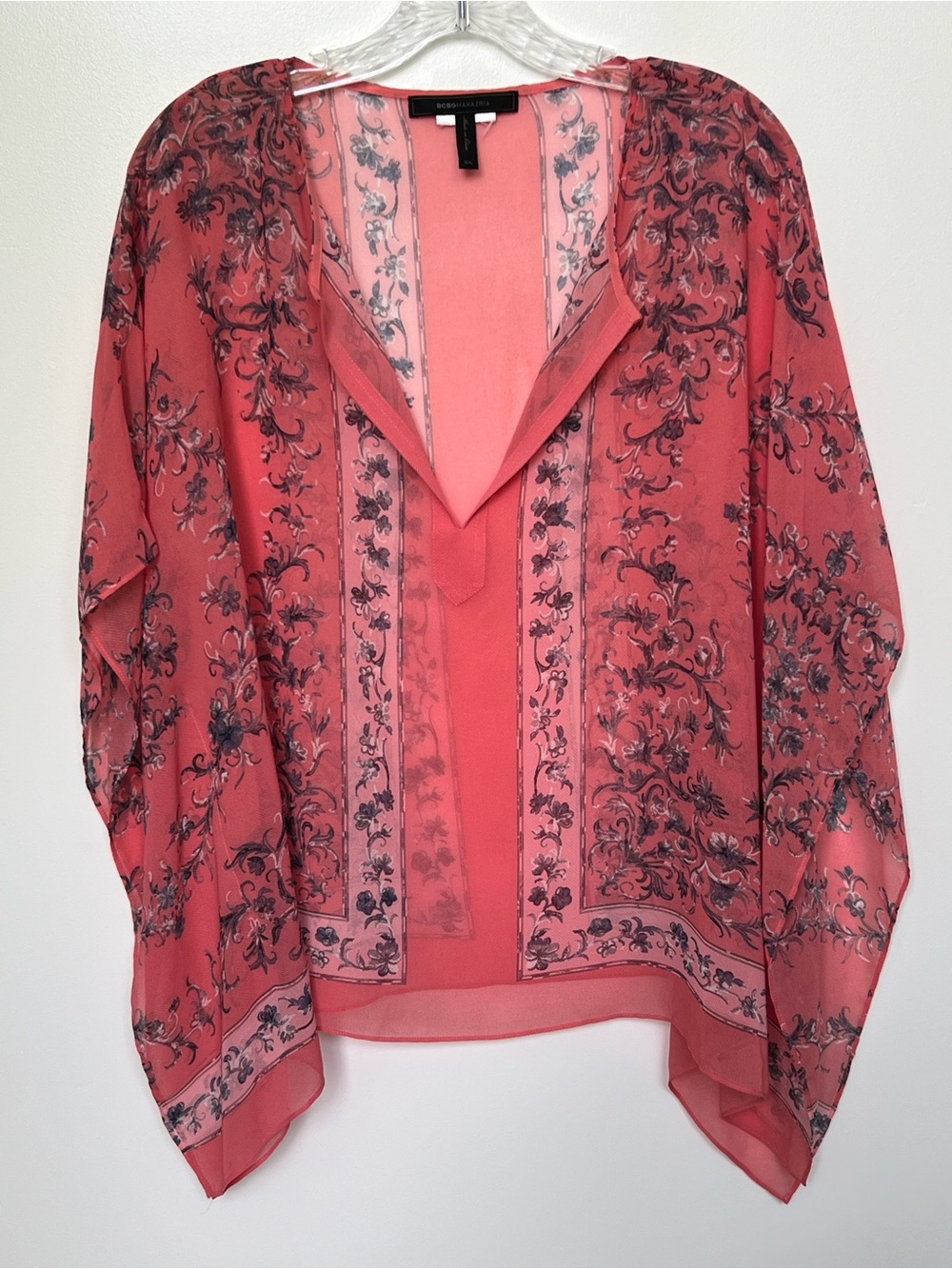 BCBG maxazria women’s floral sheer top